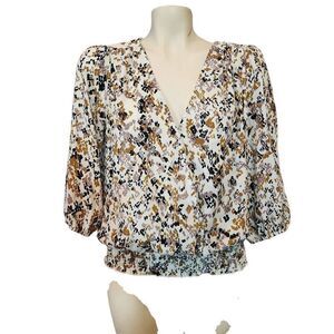 Women's AUW Smocked Waist Surplice Blouse Size Medium